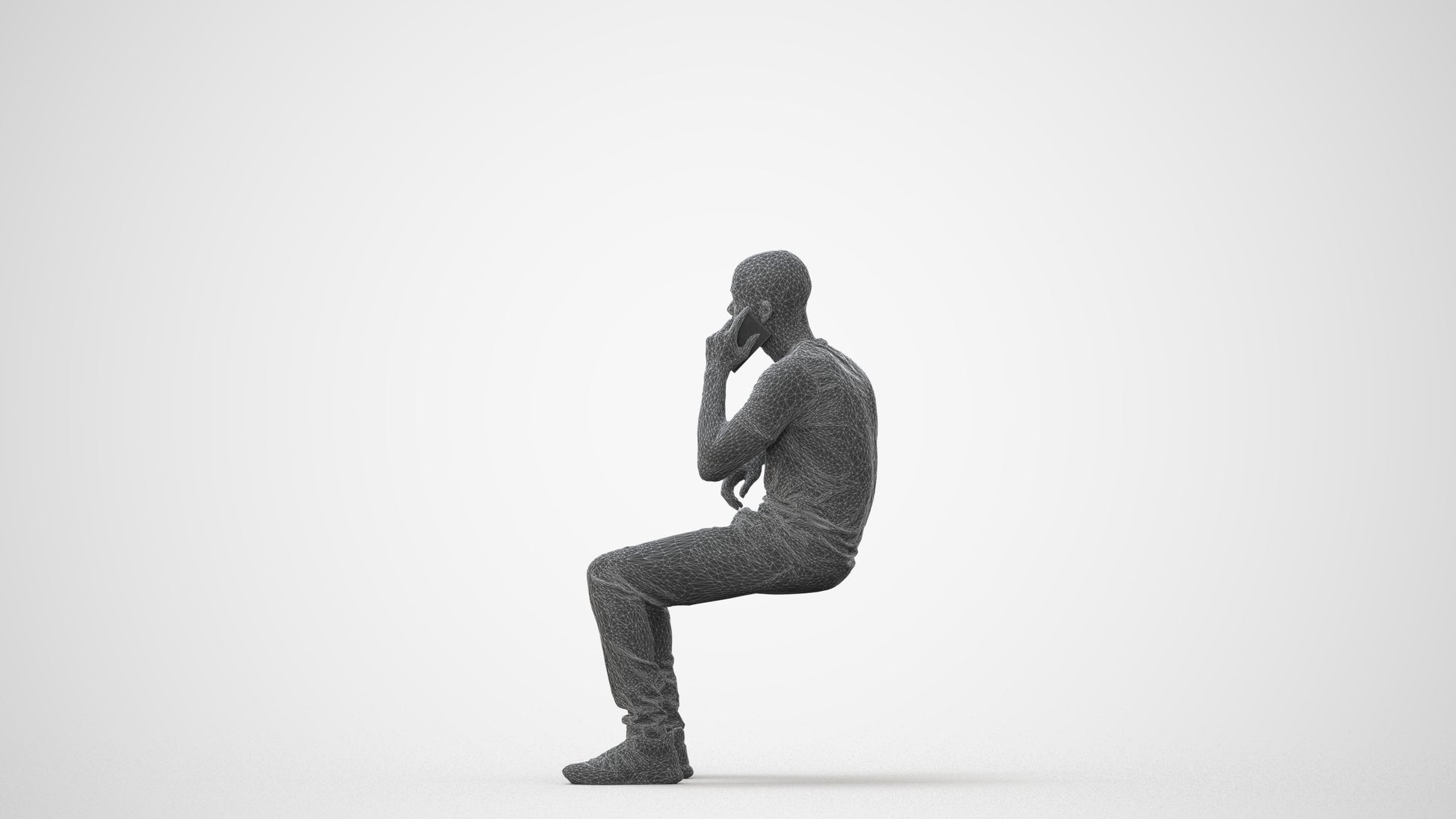 realistic 3D human man casual sitting, archviz people FBX OBJ for Blender, square thumbnail