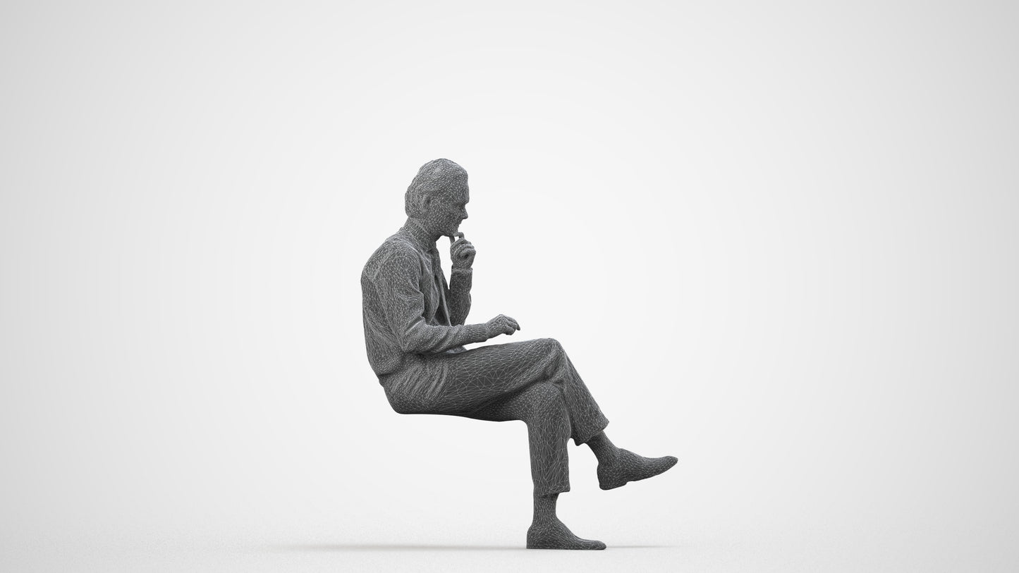 realistic 3D people man business, render-ready for V-Ray and Corona, FBX OBJ, wireframe side view