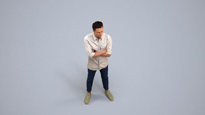 3D people model man casual standing, scanned human for 3ds Max rendering, back view render