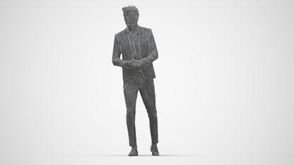 photogrammetry 3D man business, realistic human model archviz FBX, wireframe back view
