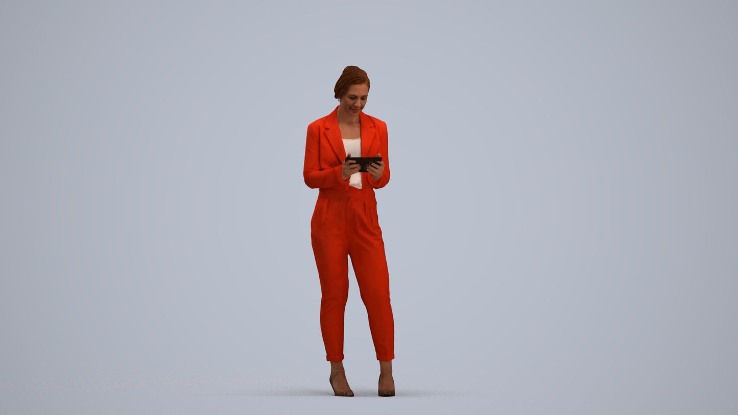 scanned 3D woman business standing, photogrammetry people for Enscape and V-Ray, standing pose render