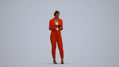 scanned 3D woman business standing, photogrammetry people for Enscape and V-Ray, standing pose render