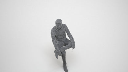 photogrammetry 3D man business, realistic human model archviz FBX, wireframe three-quarter view