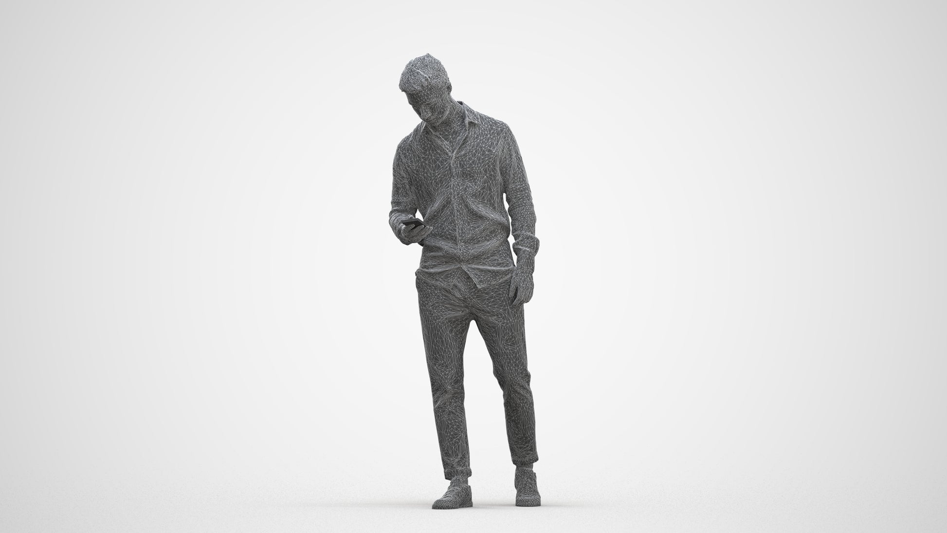 realistic 3D human man casual walking, archviz people FBX OBJ for Blender, three-quarter front view render