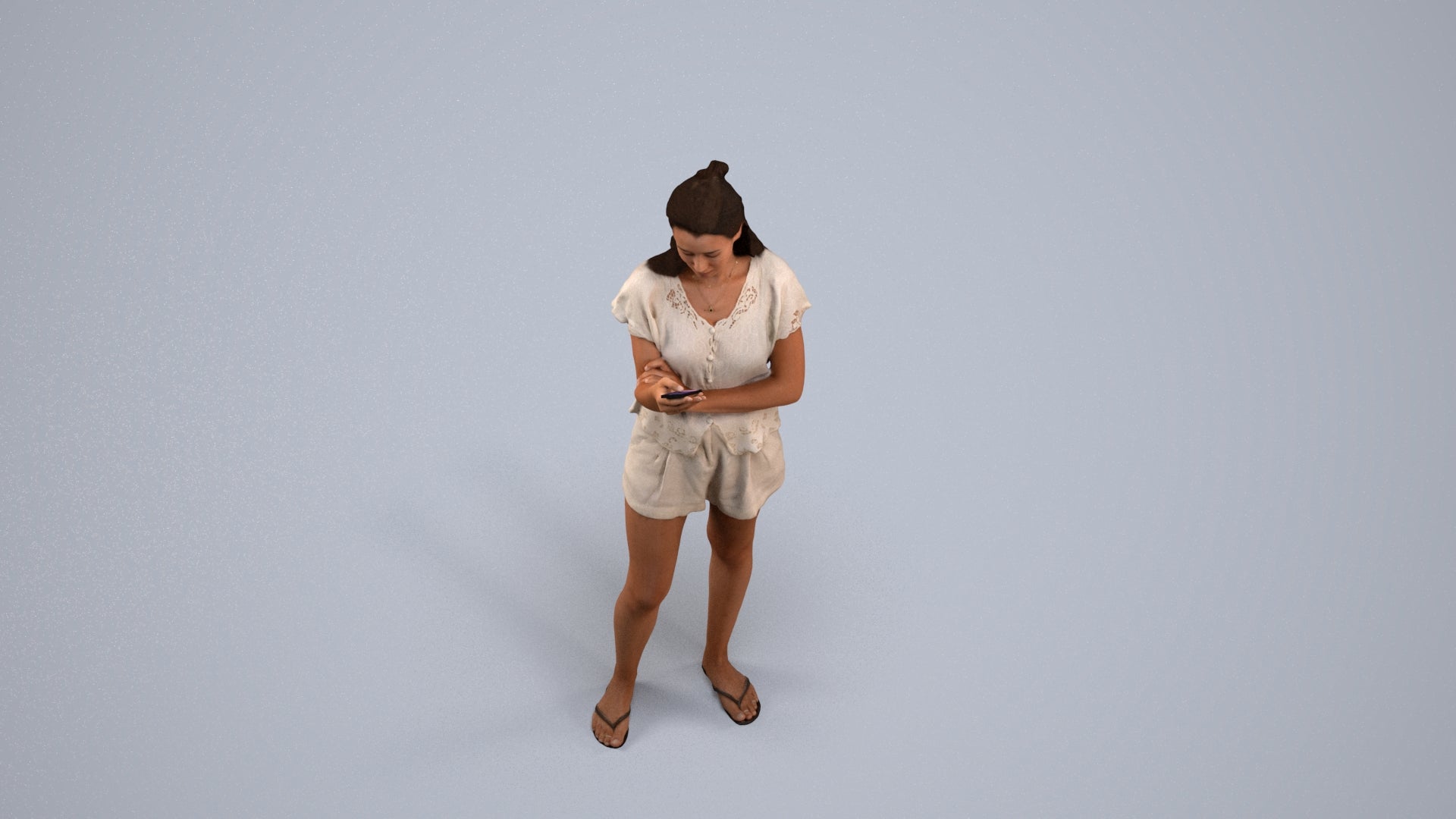realistic 3D people woman casual standing, render-ready for V-Ray and Corona, FBX OBJ, back view render