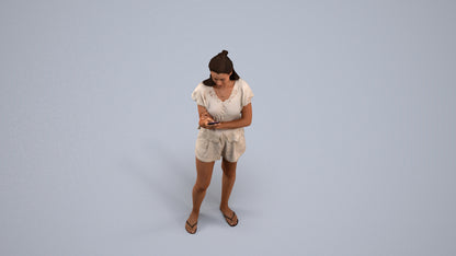 realistic 3D people woman casual standing, render-ready for V-Ray and Corona, FBX OBJ, back view render