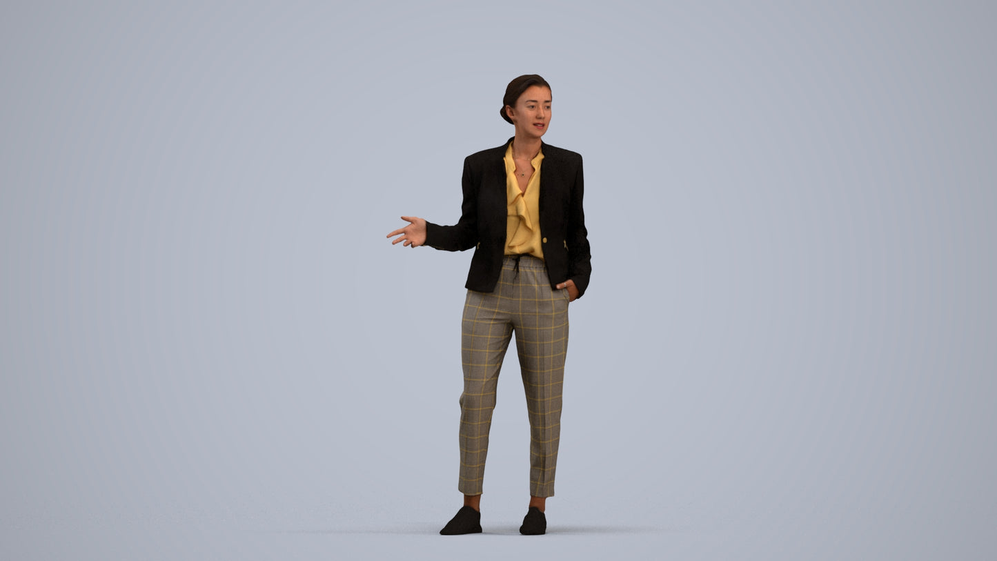 realistic 3D people woman business standing, render-ready for V-Ray and Corona, FBX OBJ, standing pose render