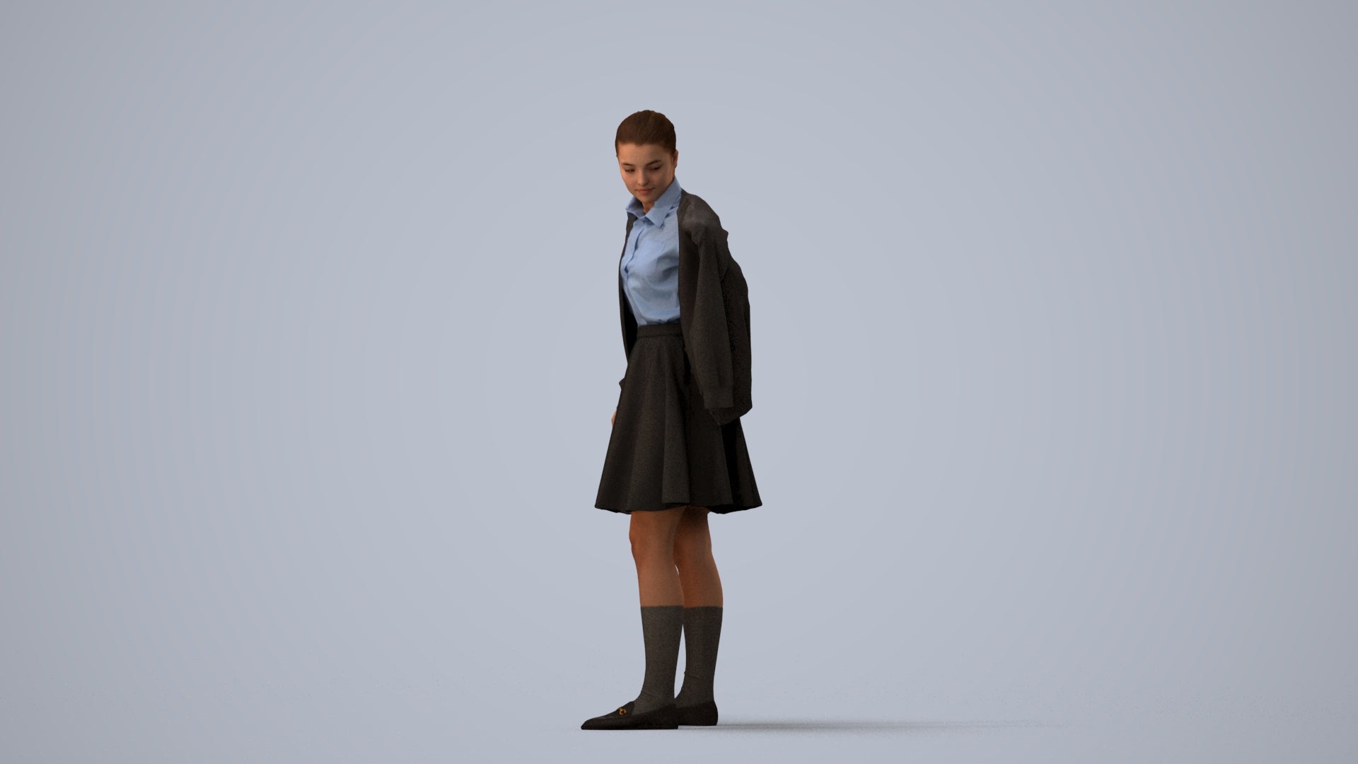 scanned 3D girl kids, photogrammetry people for Enscape and V-Ray, three-quarter view render