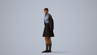 scanned 3D girl kids, photogrammetry people for Enscape and V-Ray, three-quarter view render