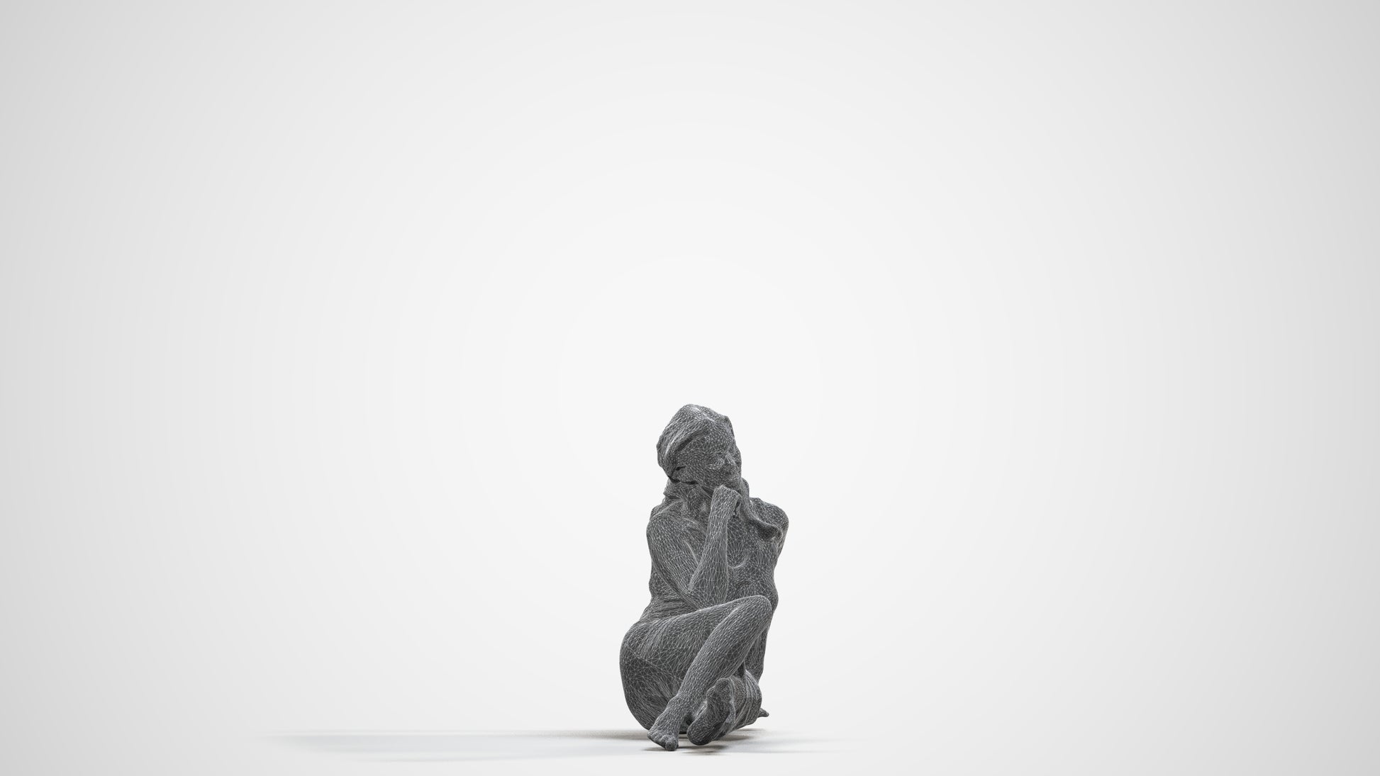 3D people model woman pool, scanned human for 3ds Max rendering, wireframe side view
