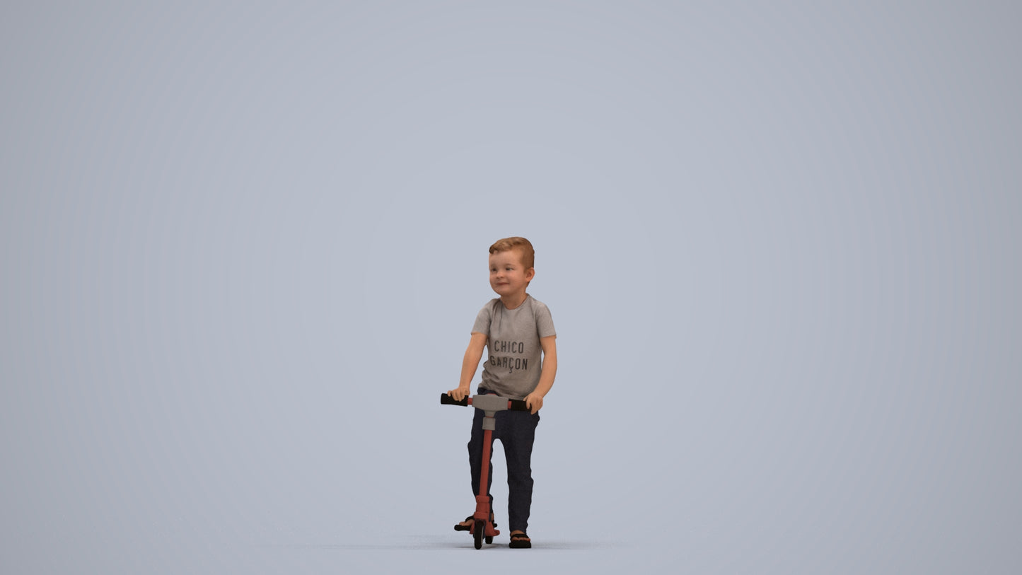 3D people model boy casual kids, scanned human for 3ds Max rendering, standing pose render