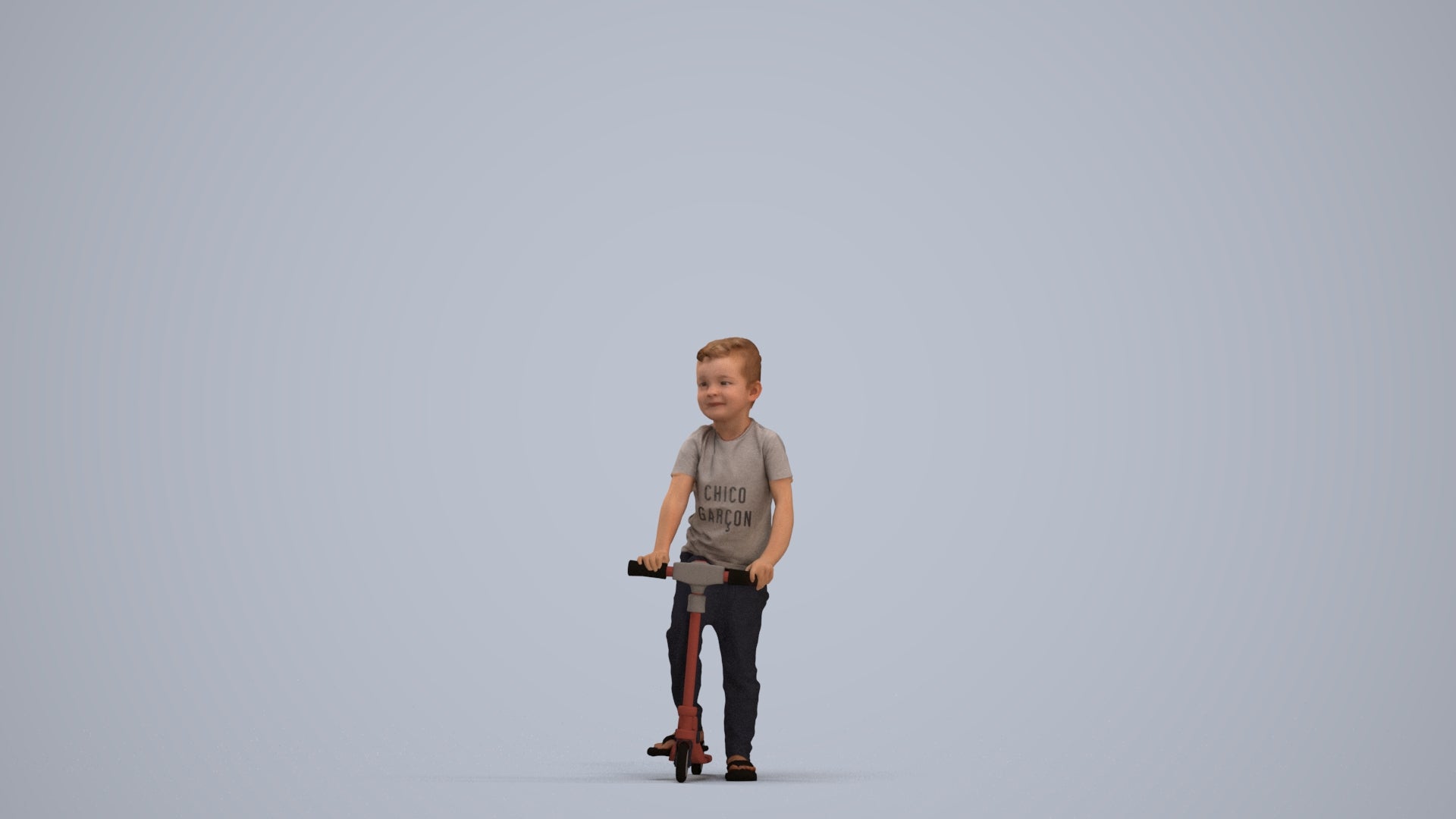 3D people model boy casual kids, scanned human for 3ds Max rendering, standing pose render
