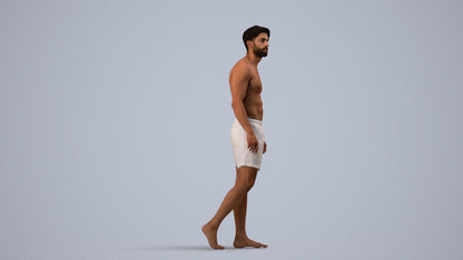 realistic 3D people man pool, render-ready for V-Ray and Corona, FBX OBJ, side view render