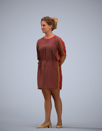 3D people model woman casual standing, scanned human for 3ds Max rendering
