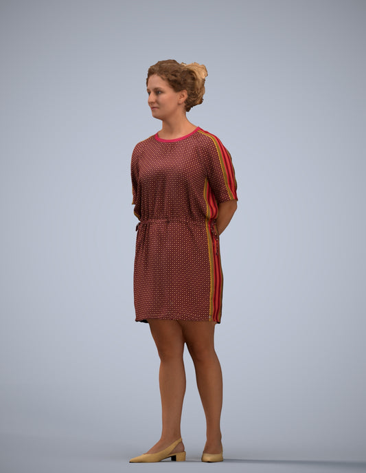 3D people model woman casual standing, scanned human for 3ds Max rendering