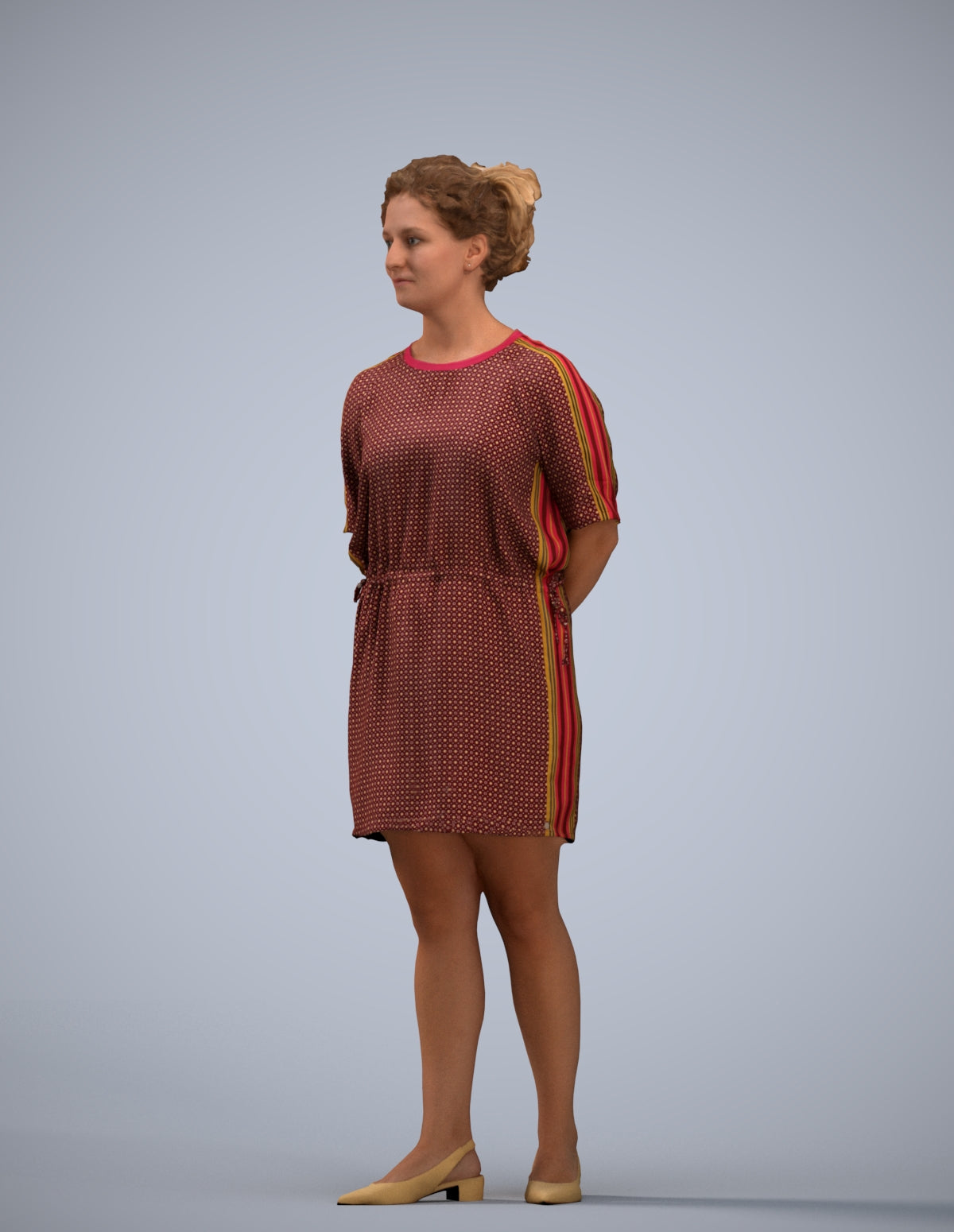 3D people model woman casual standing, scanned human for 3ds Max rendering