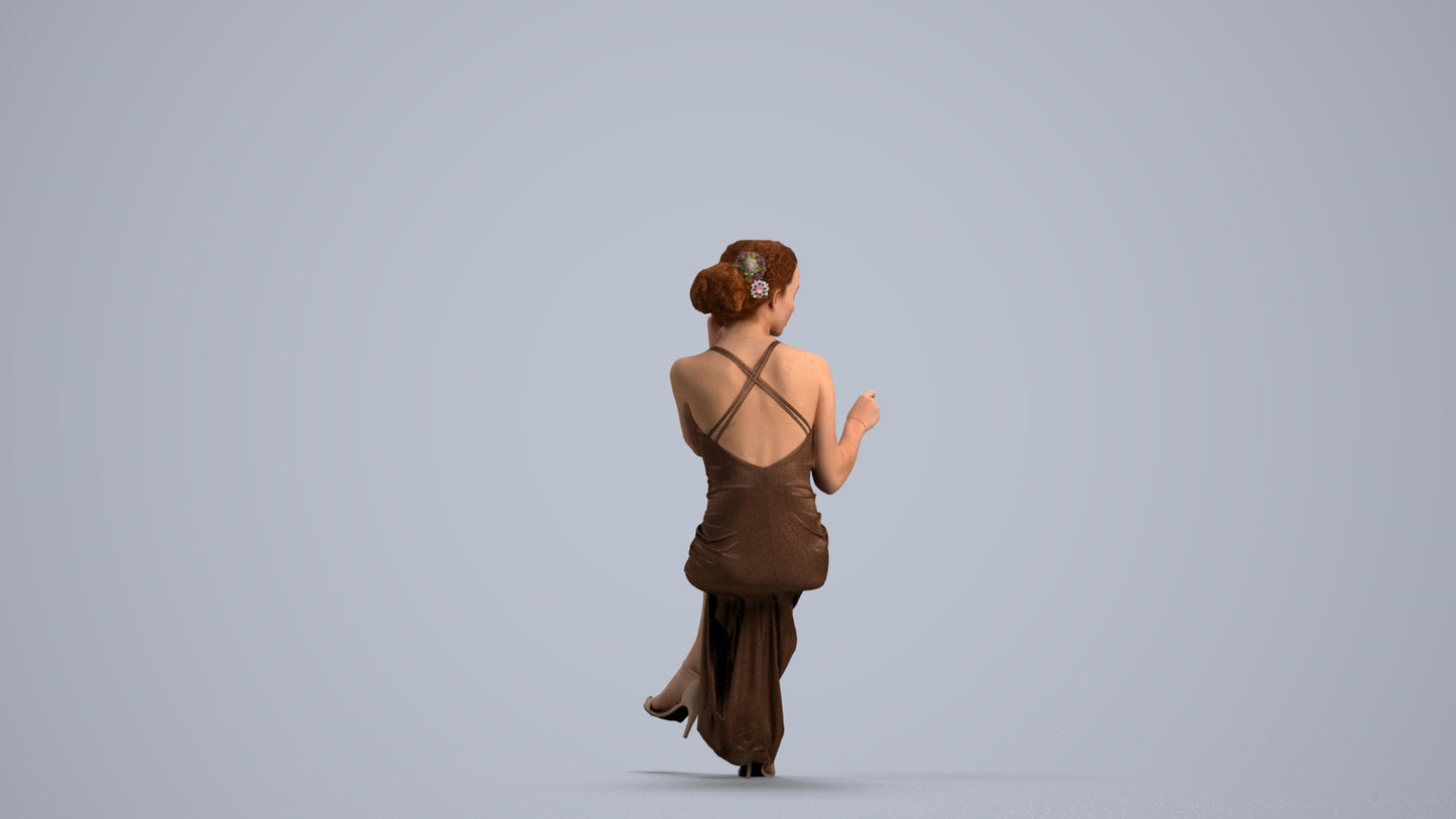 3D human model woman formal formalaffairs, photogrammetry scanned person for archviz, front view render