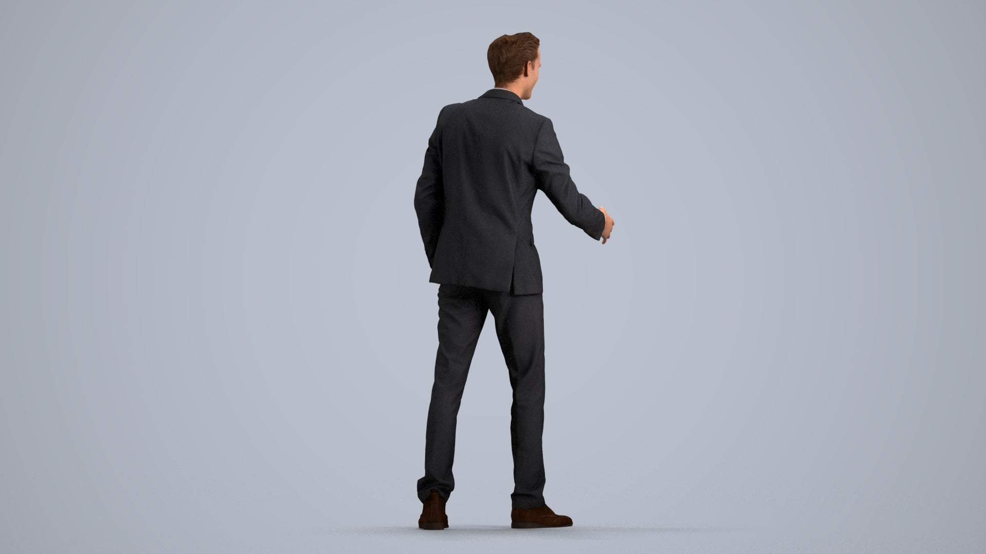 realistic 3D human man business, archviz people FBX OBJ for Blender, front view render