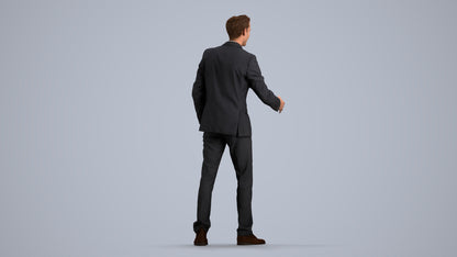realistic 3D human man business, archviz people FBX OBJ for Blender, front view render