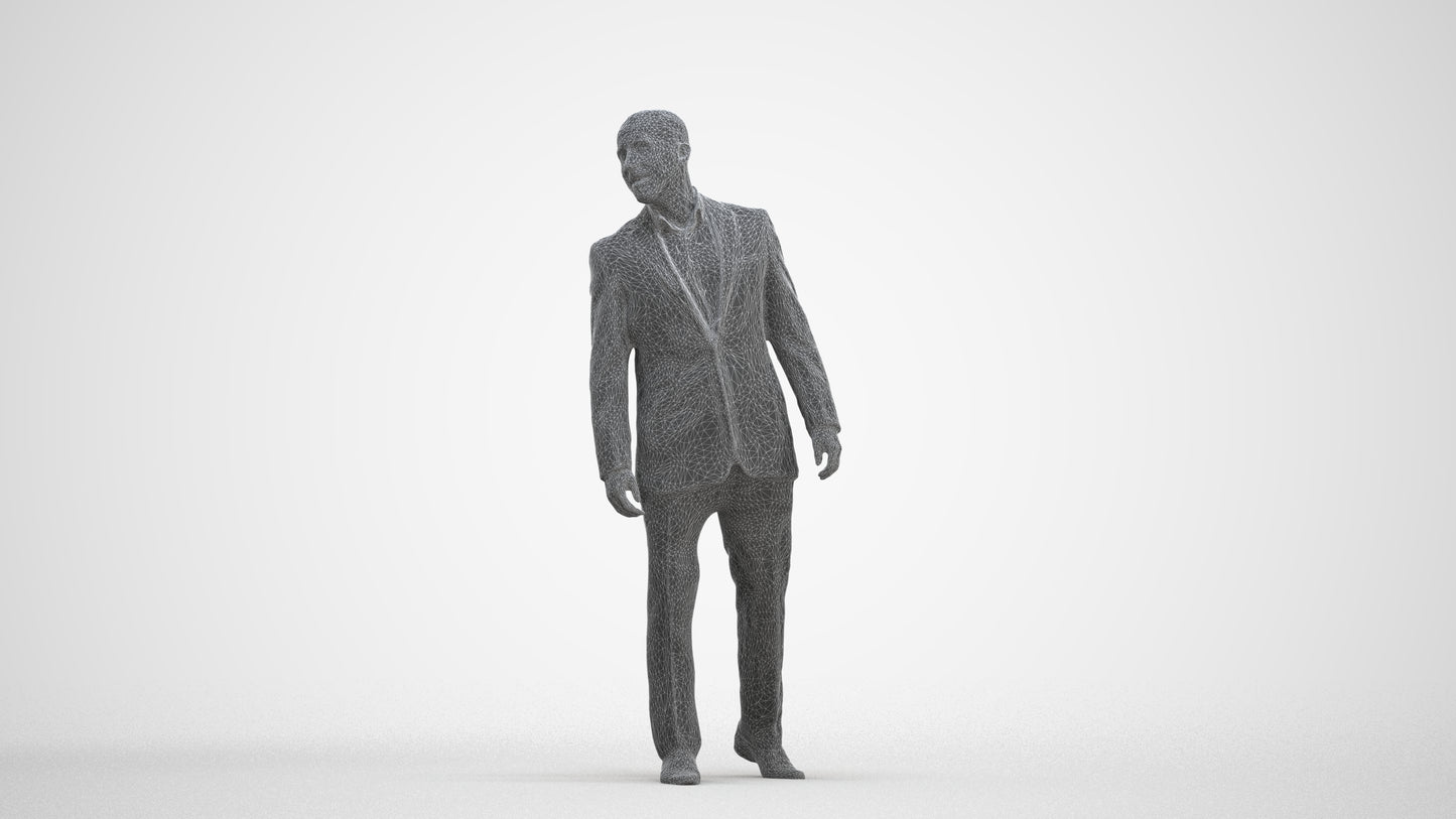 photogrammetry 3D man business, realistic human model archviz FBX, three-quarter front view render