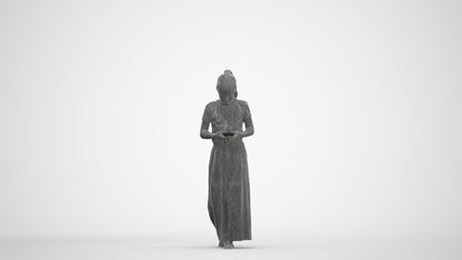 3D human model woman casual kids, photogrammetry scanned person for archviz, three-quarter front view render