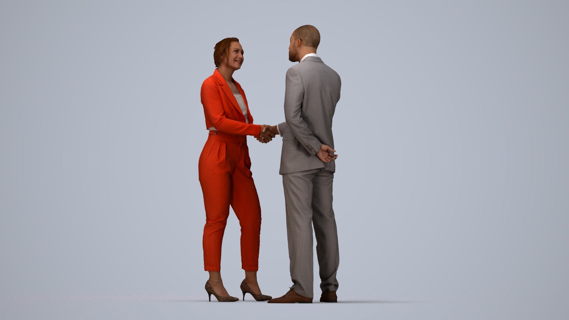 3D scanned woman business, photorealistic archviz people for Enscape and SketchUp, top-down view render