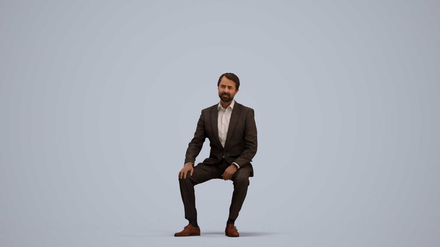 realistic 3D man business, scanned archviz people for Blender and 3ds Max, standing pose render