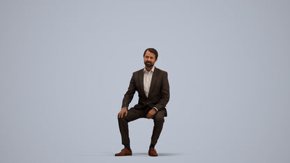 realistic 3D man business, scanned archviz people for Blender and 3ds Max, standing pose render