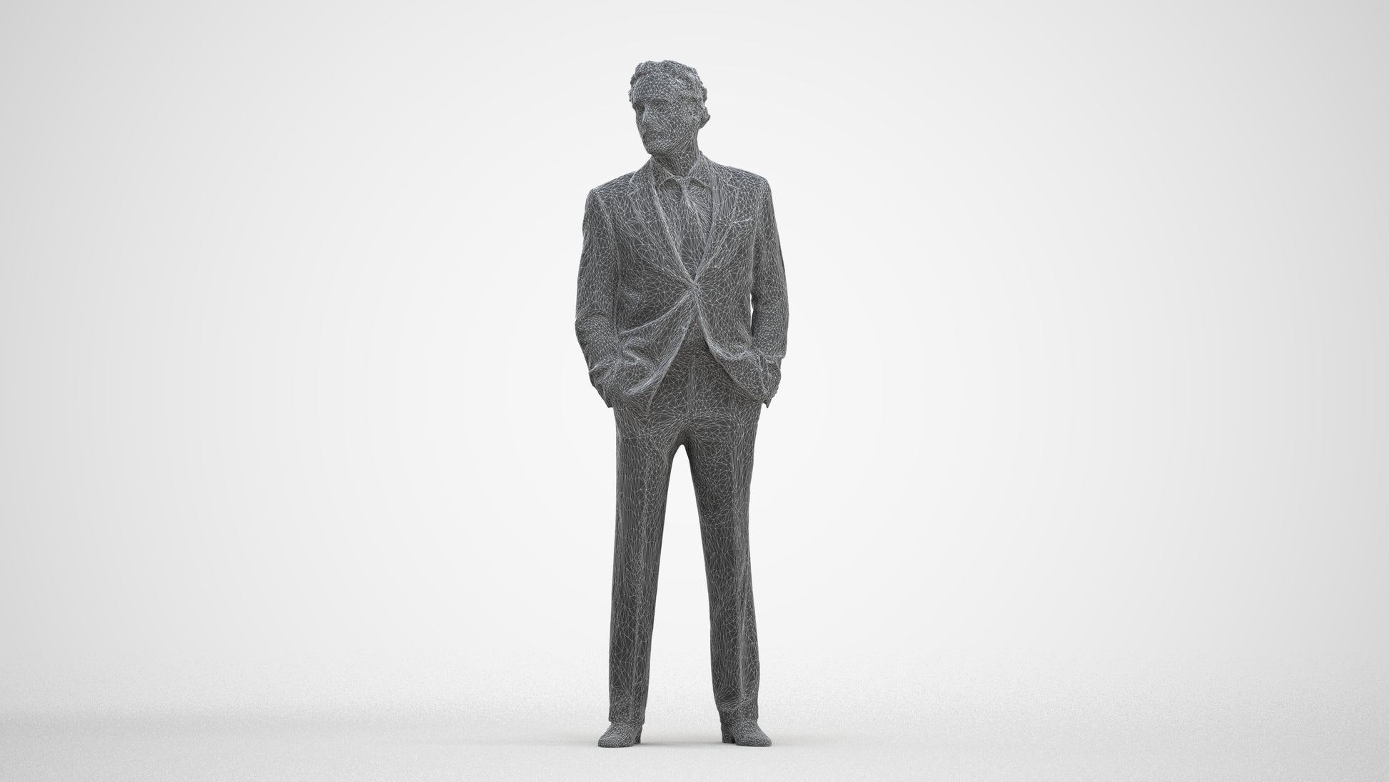 3D scanned man business, photorealistic archviz people for Enscape and SketchUp, three-quarter front view render