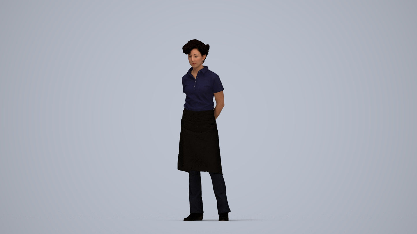 3D scanned woman standing, photorealistic archviz people for Enscape and SketchUp, top-down view render