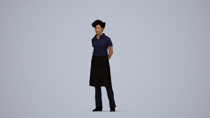3D scanned woman standing, photorealistic archviz people for Enscape and SketchUp, top-down view render