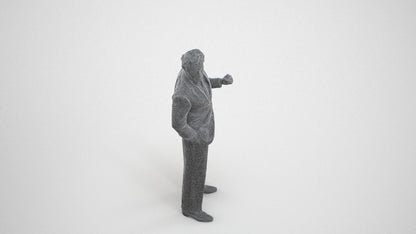 3D scanned man business, photorealistic archviz people for Enscape and SketchUp, wireframe side view