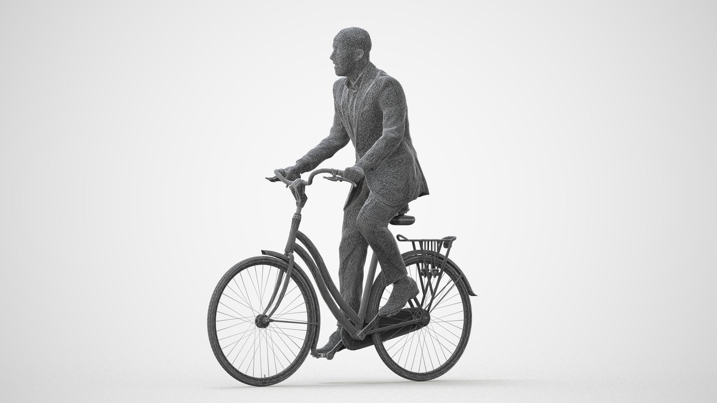 3D people model man business cycling, scanned human for 3ds Max rendering, square thumbnail