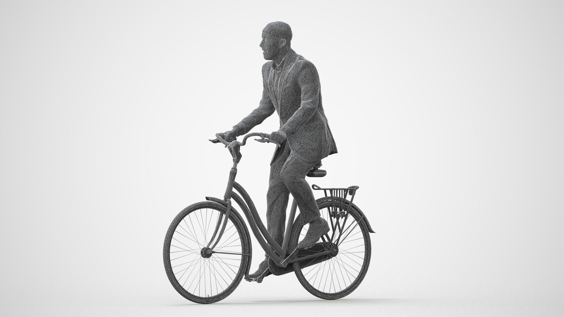 3D people model man business cycling, scanned human for 3ds Max rendering, square thumbnail