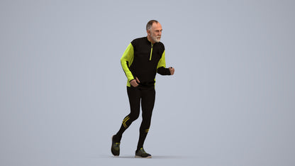realistic 3D senior man sport, scanned archviz people for Blender and 3ds Max, standing pose render
