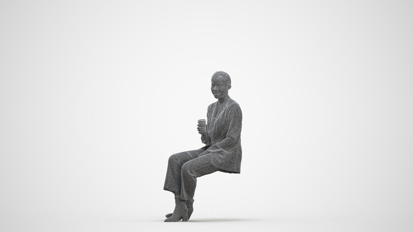 photogrammetry 3D woman business, realistic human model archviz FBX, three-quarter front view render