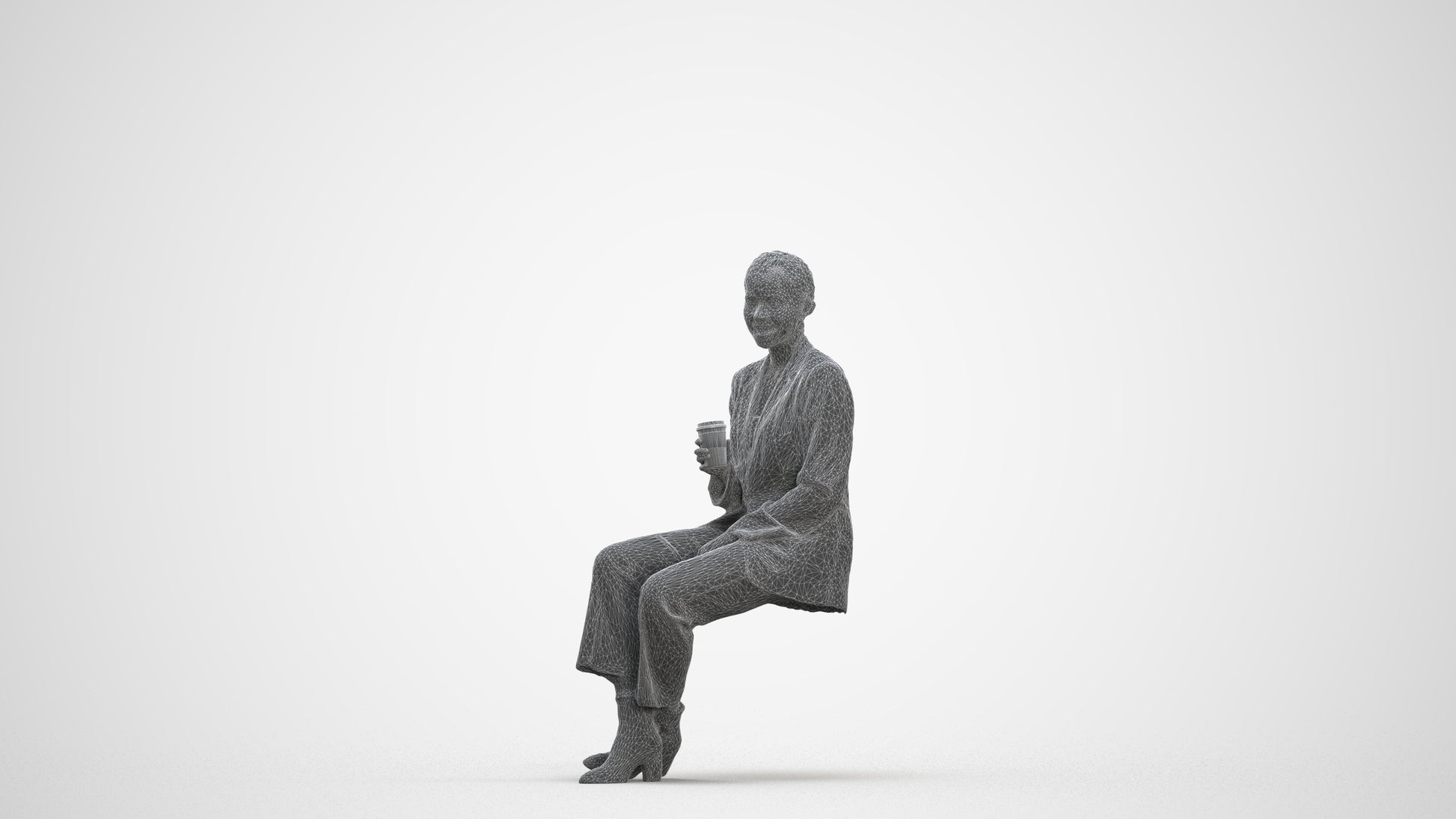 photogrammetry 3D woman business, realistic human model archviz FBX, three-quarter front view render