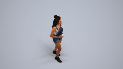 3D people model woman casual standing, scanned human for 3ds Max rendering, back view render