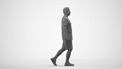 3D people model man sport, scanned human for 3ds Max rendering, wireframe side view