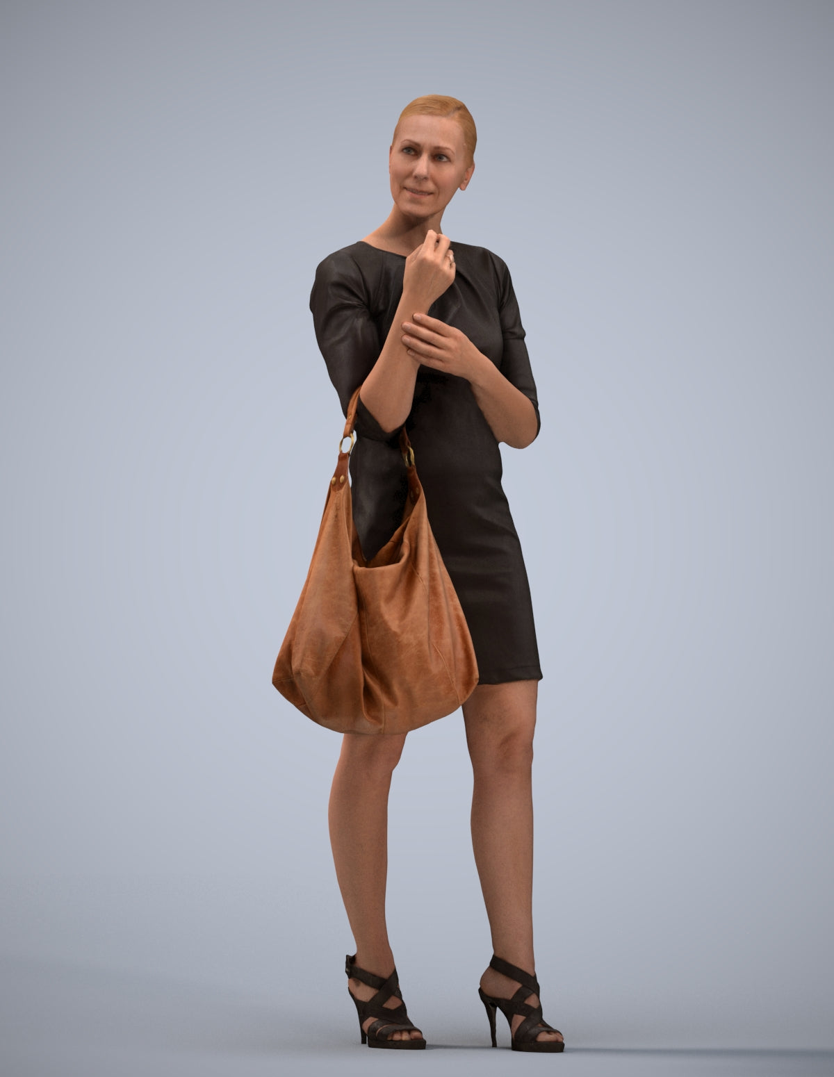 3D people model woman business standing, scanned human for 3ds Max rendering