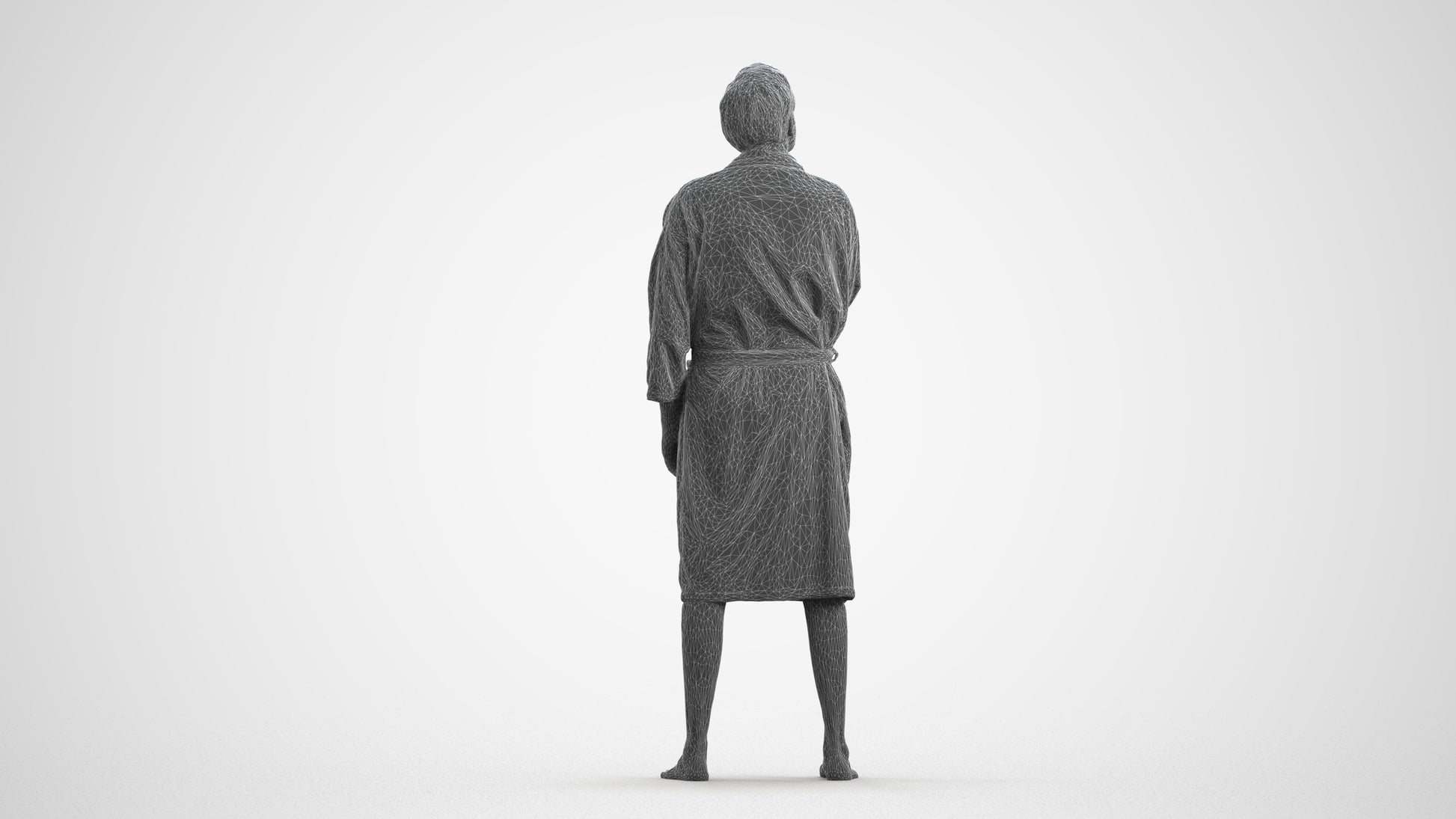 3D scanned man sport, photorealistic archviz people for Enscape and SketchUp, wireframe front view