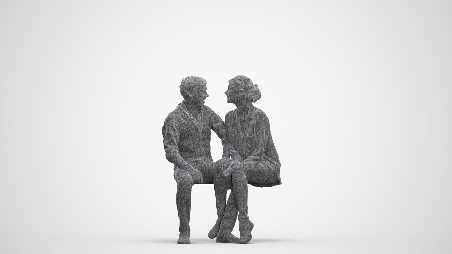 realistic 3D human woman casual couple, archviz people FBX OBJ for Blender, three-quarter front view render