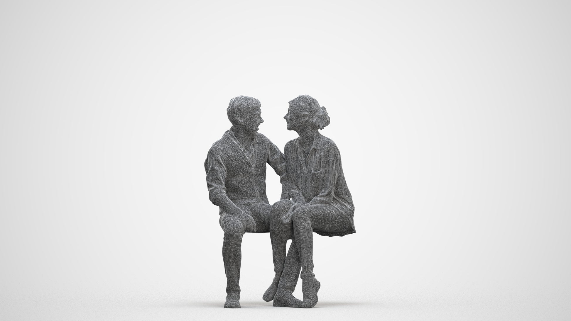 realistic 3D human woman casual couple, archviz people FBX OBJ for Blender, three-quarter front view render