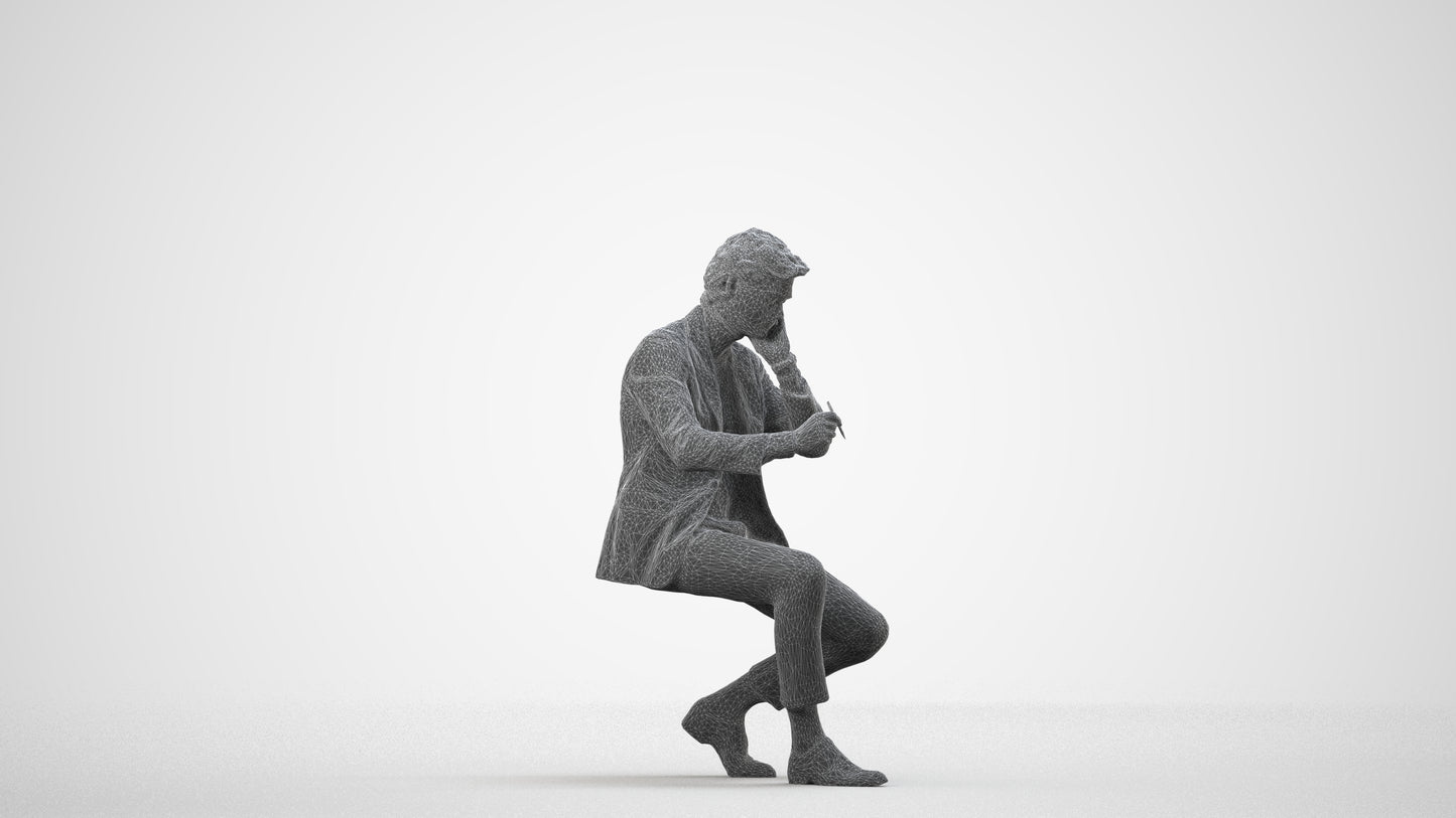 realistic 3D people man business, render-ready for V-Ray and Corona, FBX OBJ, wireframe side view