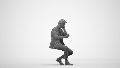 realistic 3D people man business, render-ready for V-Ray and Corona, FBX OBJ, wireframe side view