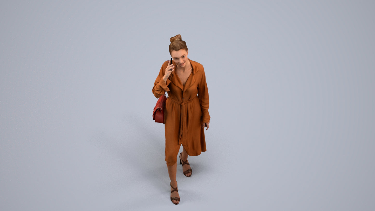 photogrammetry 3D woman casual standing, realistic human model archviz FBX, back view render