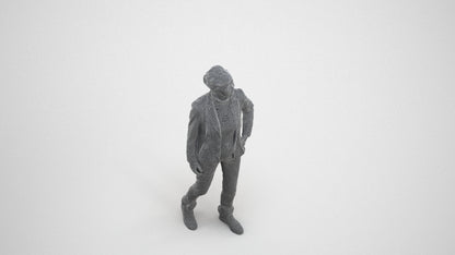 realistic 3D human senior woman business standing, archviz people FBX OBJ for Blender, wireframe three-quarter view