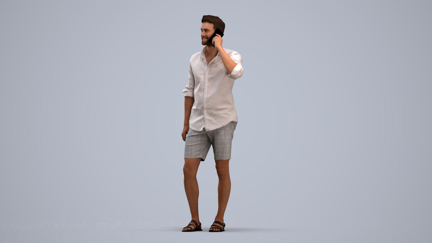 scanned 3D man casual standing, photogrammetry people for Enscape and V-Ray, standing pose render