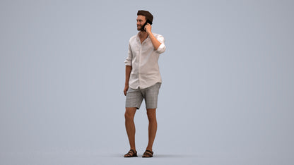scanned 3D man casual standing, photogrammetry people for Enscape and V-Ray, standing pose render