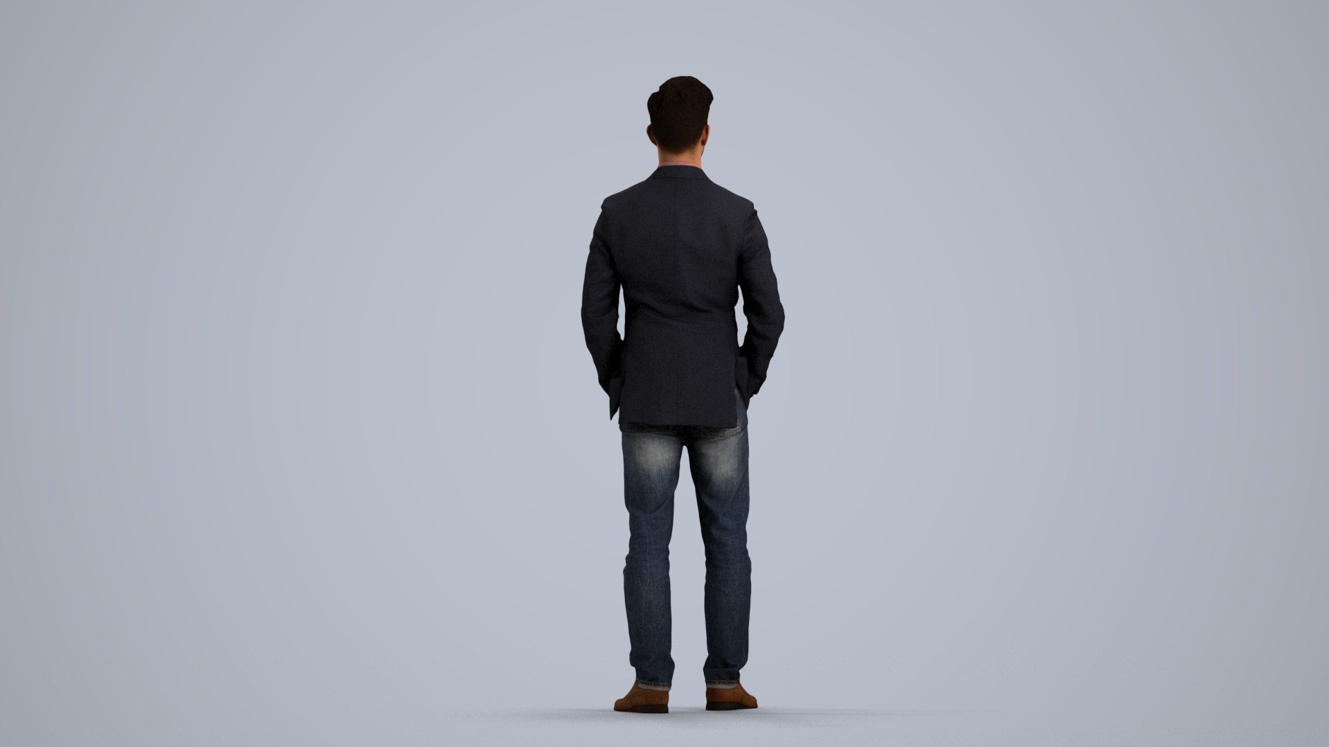 3D people model man business standing, scanned human for 3ds Max rendering, front view render